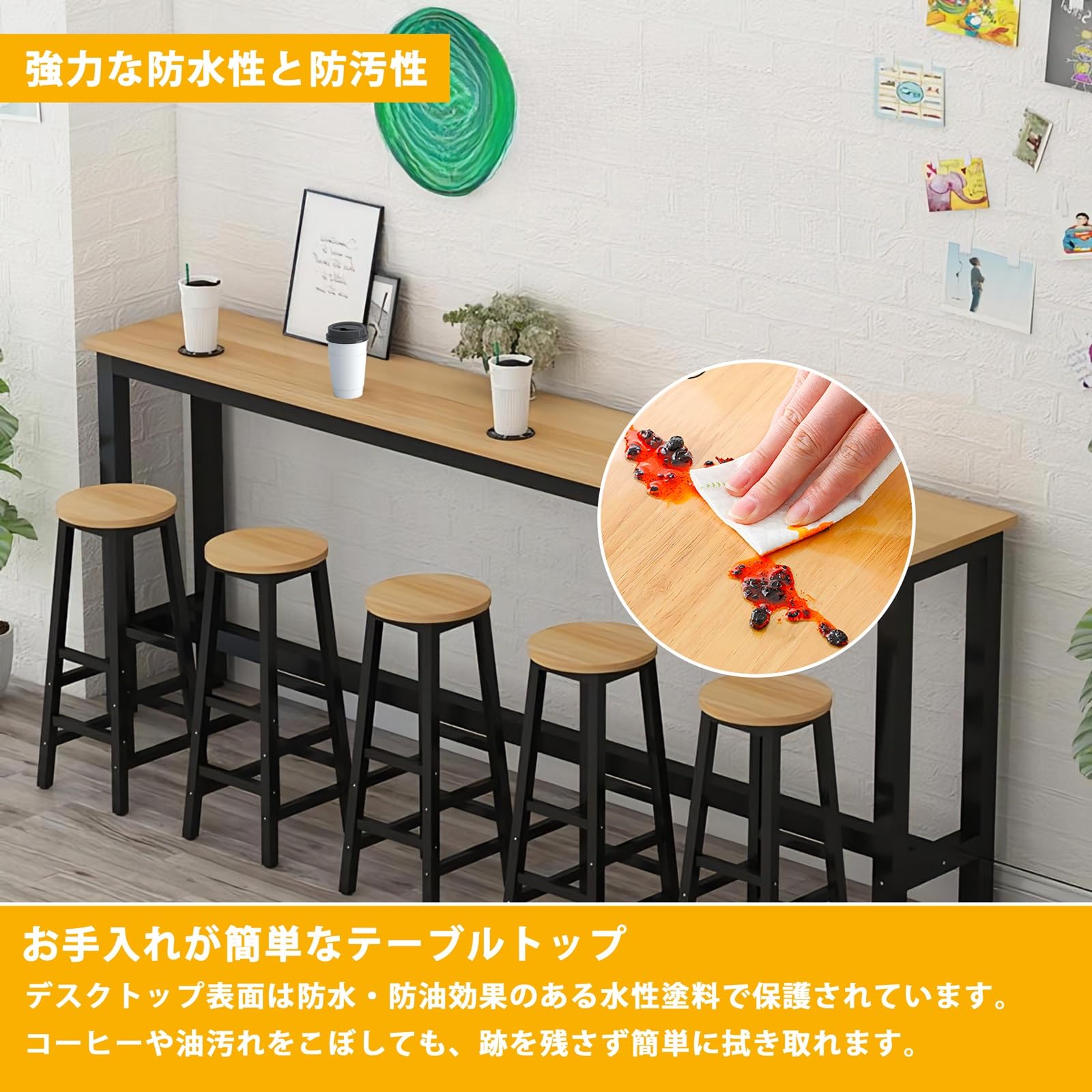 Amazon｜ASQUAR カウンターテーブル ハイ バー テーブル 高さ100CM
