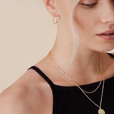 PAVOI Gold Hoop Earrings for Women, 14K Gold Plated Paddle-Back Hoops