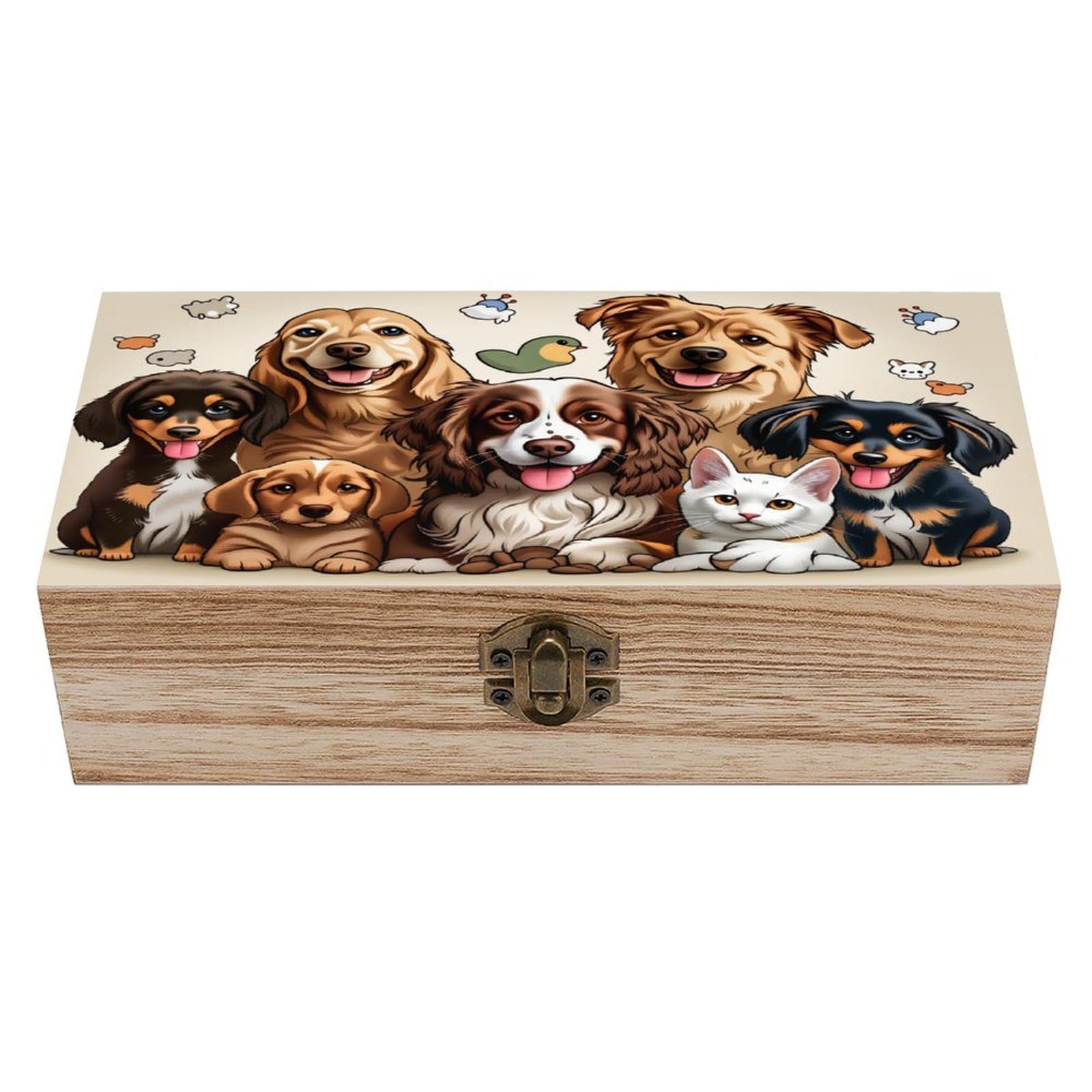 asbwuo Pet-Friendly Vintage Wooden Keepsake Box