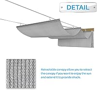 Vista 7 de Patio Cubierta de Sombra Retráctil para Pérgola de 3 pies de ancho x 16 pies de largo, Repuesto de Toldo, Fundas de Tela para Pérgolas al Aire Libre