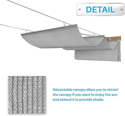 Miniatura 7 de Cubierta de repuesto de sombra para toldo retráctil tipo pérgola para patio, Gris claro