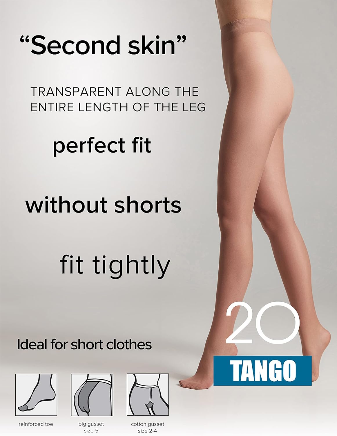 Conte Tights Sheer to Waist Pantyhose with Satin Silky Touch Effect, Tango 20 Den - Image 3