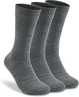 Men's Thin Merino Wool Socks, Cozy Winter Warm Breathable Mid-calf Casual Dress Liners 3/6 Pairs Pack