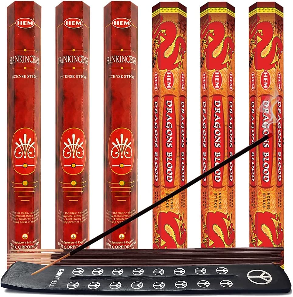 Dragons Blood Incense Sticks & Holder Bundle Variety Pack from Hem Trumiri Insense Insence