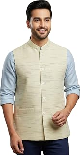Men's Cotton Blend Regular Fit Sleeveless Nehru Jacket | Waistcoat | Modi Jacket Price In India