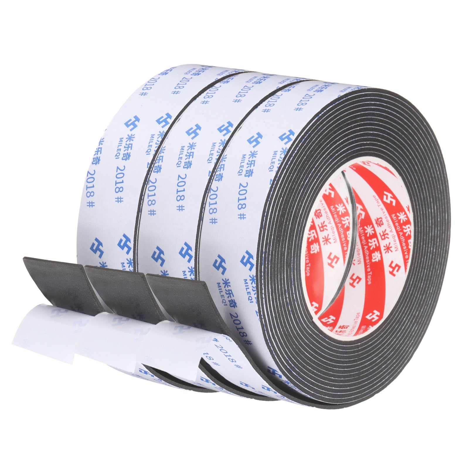 PATIKIL 3Roll Sponge Rubber Foam Tape, 3cm x 1mm x 5 Meters Self-Adhesive Foam Insulation Tape Weather Stripping for Window Door Soundproofing Weatherstrip AC Seal Strip, Black