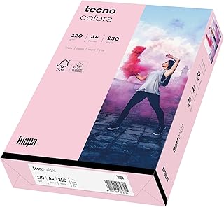 inapa Papel para impresora de colores, papel de colores tecno Colors: 120 g/m², A4, 250 hojas, color rosa claro