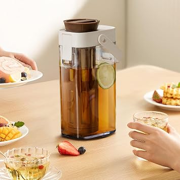 Cold Brew Maker 1L Iced Tea Pitcher Coffee Brewer | Kitchen Tools Jar with Handle Lid for Home Apartment Restaurant Party Picnic Milk Water Ice Tea Lemonade Fruit Drinks