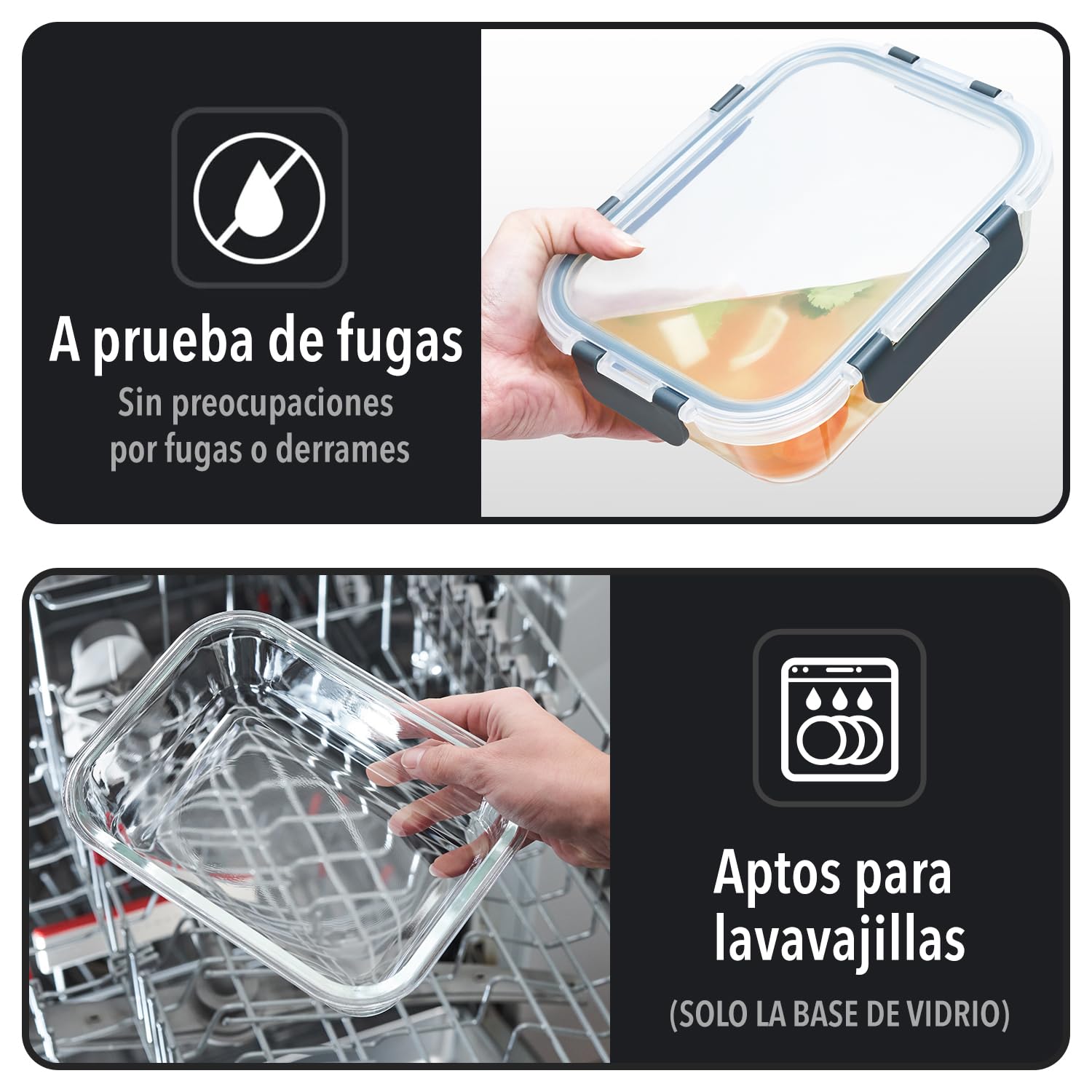 GOOD FOR YOU - Almacenamiento de Cocina y Despensa - [10 Unida-des] Recipientes de Cristal con Tapas – Almacenaje de Cocina – No Go-tea y sin BPA (10 Recipientes y 10 Tapas)