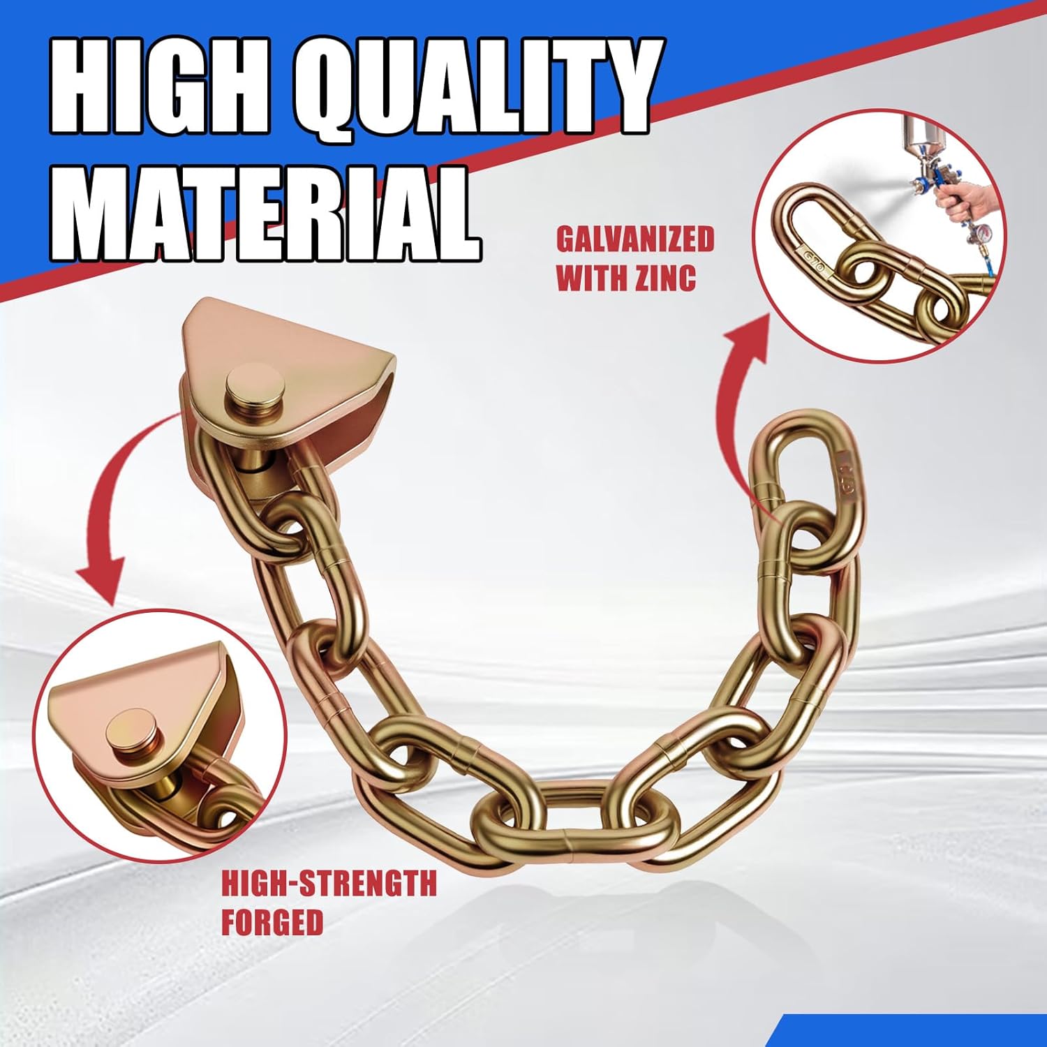 Heavy Duty 9-Link Chain Extender with Ratchet Buckle Connector for Auto Hauling, Towing, Flatbed Securing，8 Pack