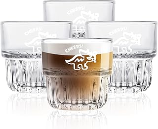 Dinosaur Design Crystal Whiskey Glass Set of 4 - Wide Mouth Wedding Souvenir Gift Cup for Men and Women (Dinosaur Print, 8.8oz)