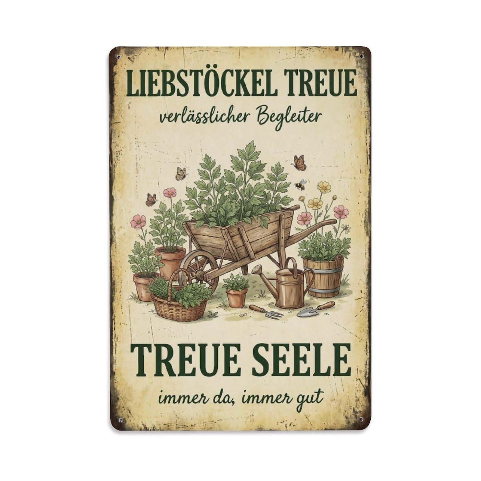 Vintage Funny Garden Lovage Loyalty Rustic Gate Delightful Metal Tin Sign Plaque Wall Decor for Cafe, Club Bar, Office, Garden Metal Poster 8x12Inch