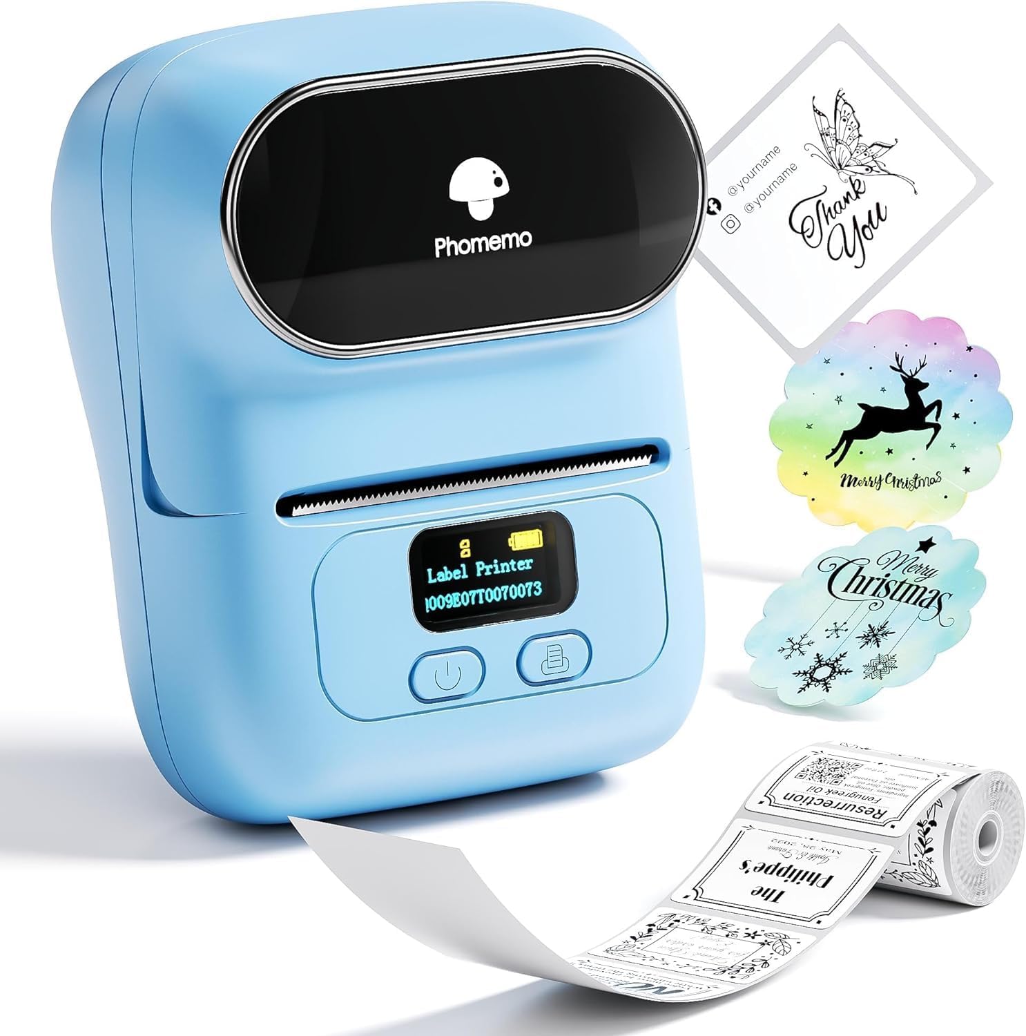 Phomemo Label Maker Machine - Phomemo M110 Portable Bluetooth Thermal Label Printer. Sticker Maker, Barcode Printer for Clothing, Jewelry, Retail, Mailing,support Arabic and English,For iOS & Android