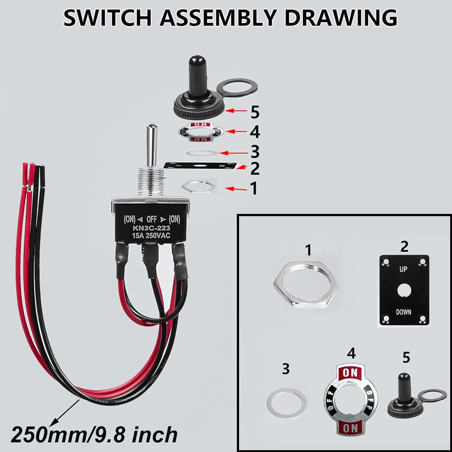 AWINLI 8 "Stroke Linear Actuator 12V Heavy-Duty 660Lbs (3000N) Speed 5mm/s Waterproof IP54 Electric Actuator with Reverse Polarity Control Switch,Suitable for RV,Automotive,Industrial (200mm)