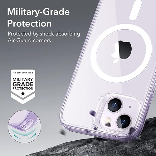 Vista 405 de ESR Funda para iPhone 15 Pro Max, compatible con MagSafe, de grado militar, negro transparente