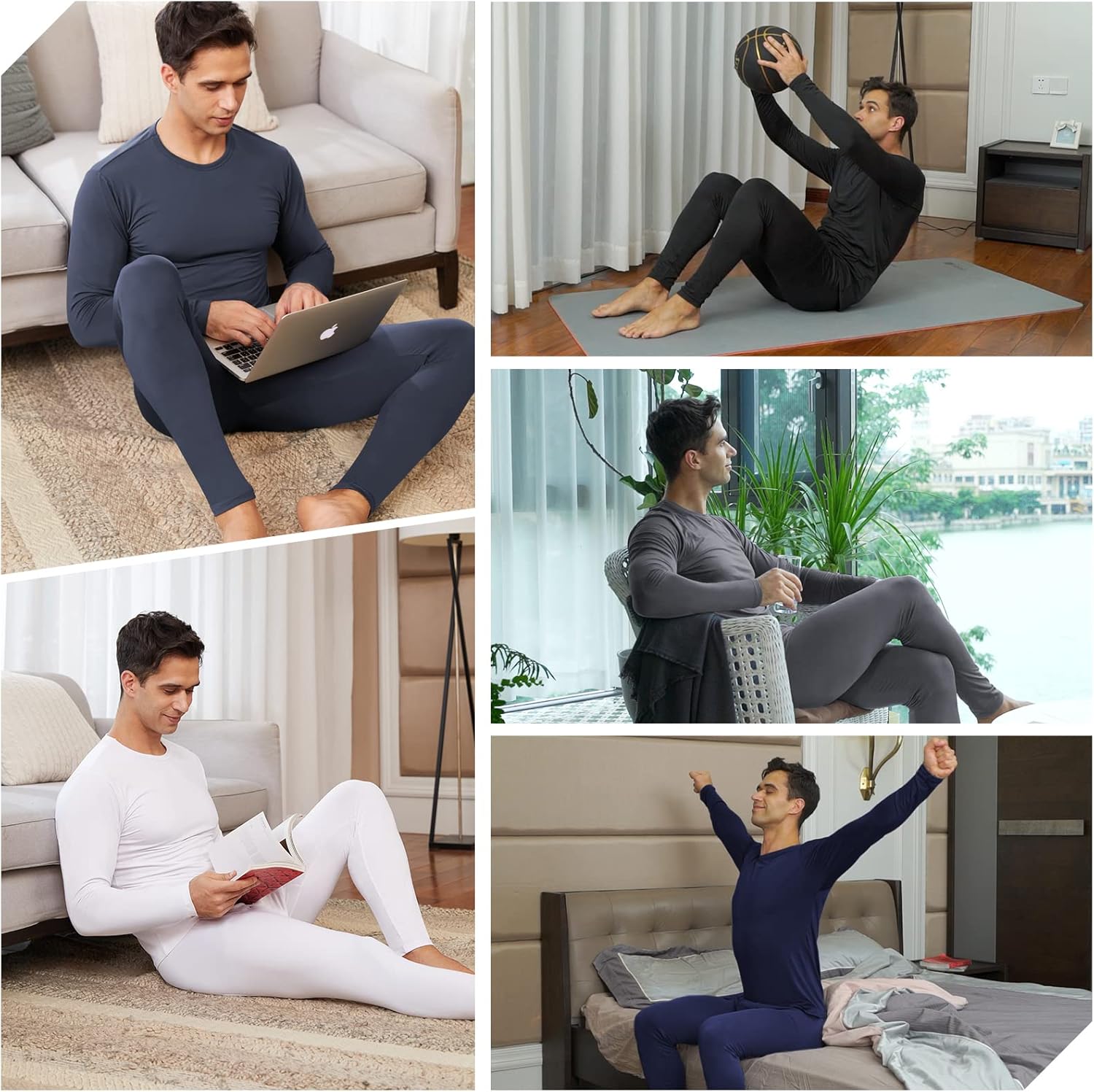 Thermal Underwear for Men, Ultra Soft Long Johns Set Fleece Lined Warm Base Layer Top and Bottom for Cold Weather at  Men’s Clothing store