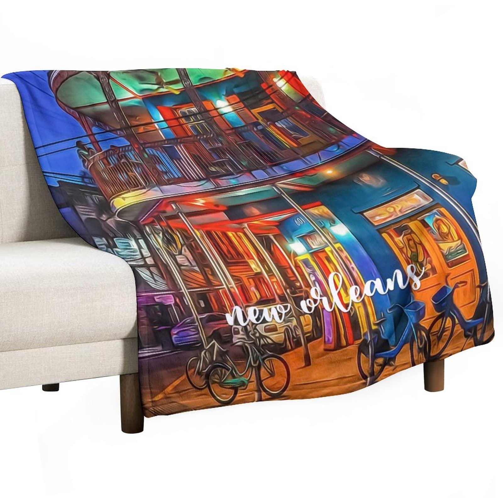 Couverture personnalisée New Orleans en flanelle douce pour sublimer votre canapé