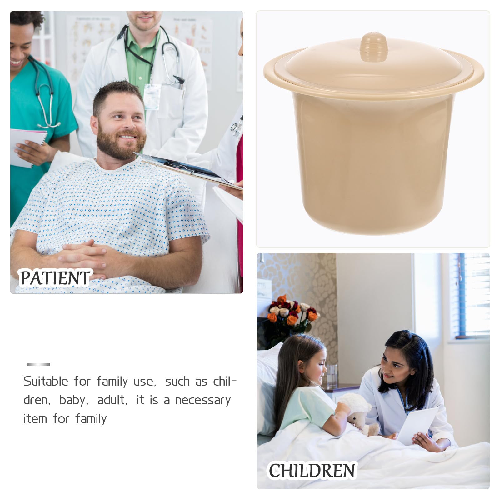 WC portatile da comodino per bambini e anziani, vasino notturno in plastica resistente con coperchio, design stabile per uso domestico, pratico aiuto per la salute delle donne, facile da pulire