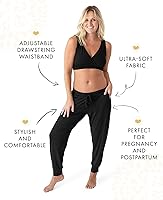 Vista 2 de Kindred Bravely Everyday Maternity Joggers (negro, XL) y bata de maternidad y lactancia de emmalina (gris, LXL)