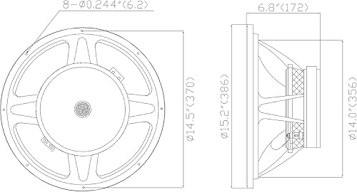 Vista 45 de Sound Town Woofer de marco de aluminio fundido de 18 pulgadas y 1000 W (controlador de baja frecuencia), woofer de repuesto para gabinetes
