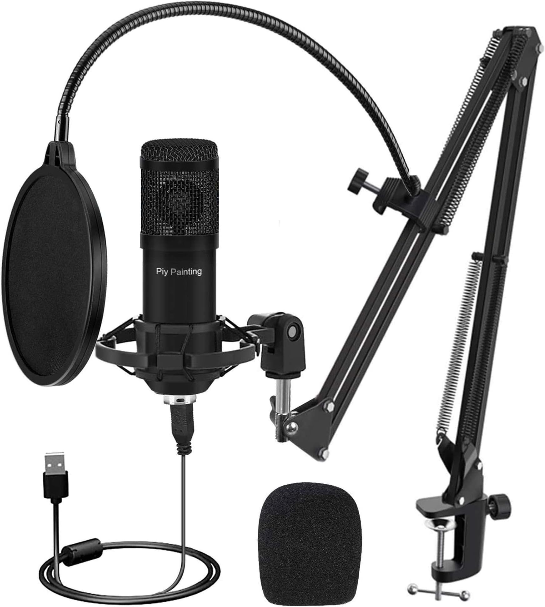 USB Microphone Kit with 192KHZ/24Bit Studio Mic Sound Chipset Scissor Arm, Plug & Play Recording Microphone for PC Gaming Streaming Podcasting