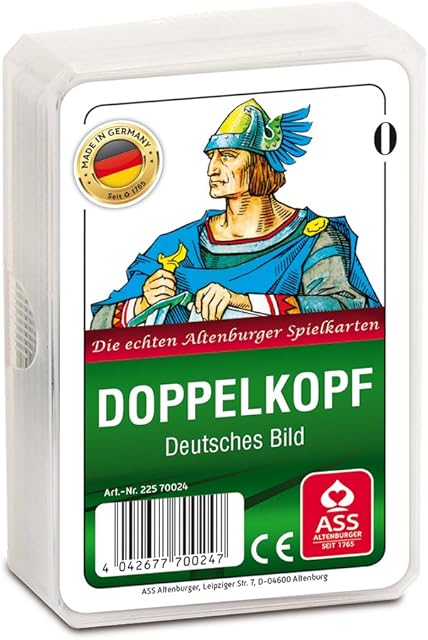 ASS Philos 6677 - Doppelkopf deutsches Bild Kornblume, Kunststoffetui, Spielkarten