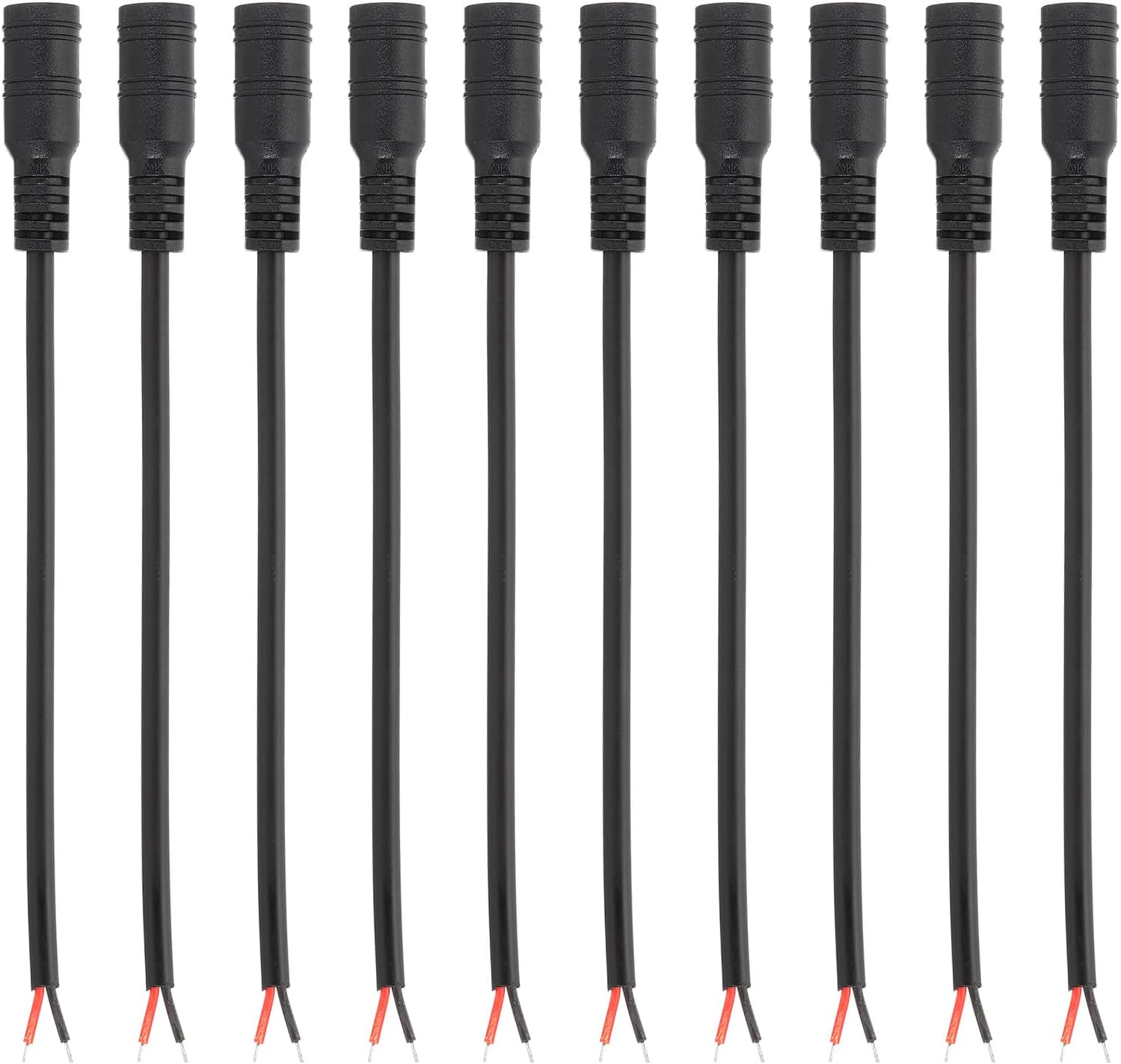 PATIKIL 6 Inch DC Power Cable, 20 Pcs 5.5mm x 2.1mm Barrel Plug Socket Cables DC Female Plug to Bare Wire Open Adapter for LED Strip, CCTV Camera, White