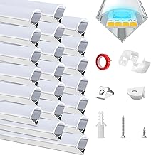 HOMMAND LED Profil, LED Aluminium Profil V-Form 20m, LED Leisten in Aluprofil mit Eckverbinder, Klebstoff, Endkappen und Montageclips, LED Streifen Kanal und Diffusor, LED Kanal 20 x 1m/3,3ft