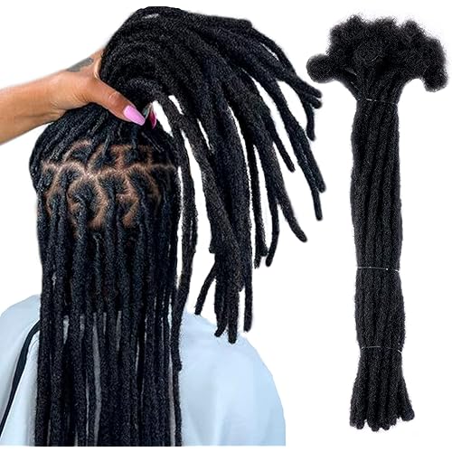 100% Human Hair Dreadlock Extensions for Men/Women, 0.4cm Thickness 4 Inch 100 Strands Full Handmade Can be Dyed and Bleached Permanent Loc Extensions Human Hair Natural Black