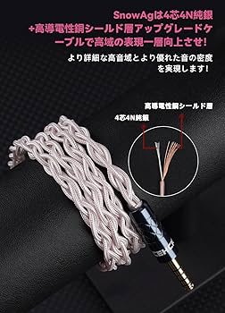 Amazon | NICEHCK SnowAg イヤホンケーブル 4芯 4N純銀と高導電