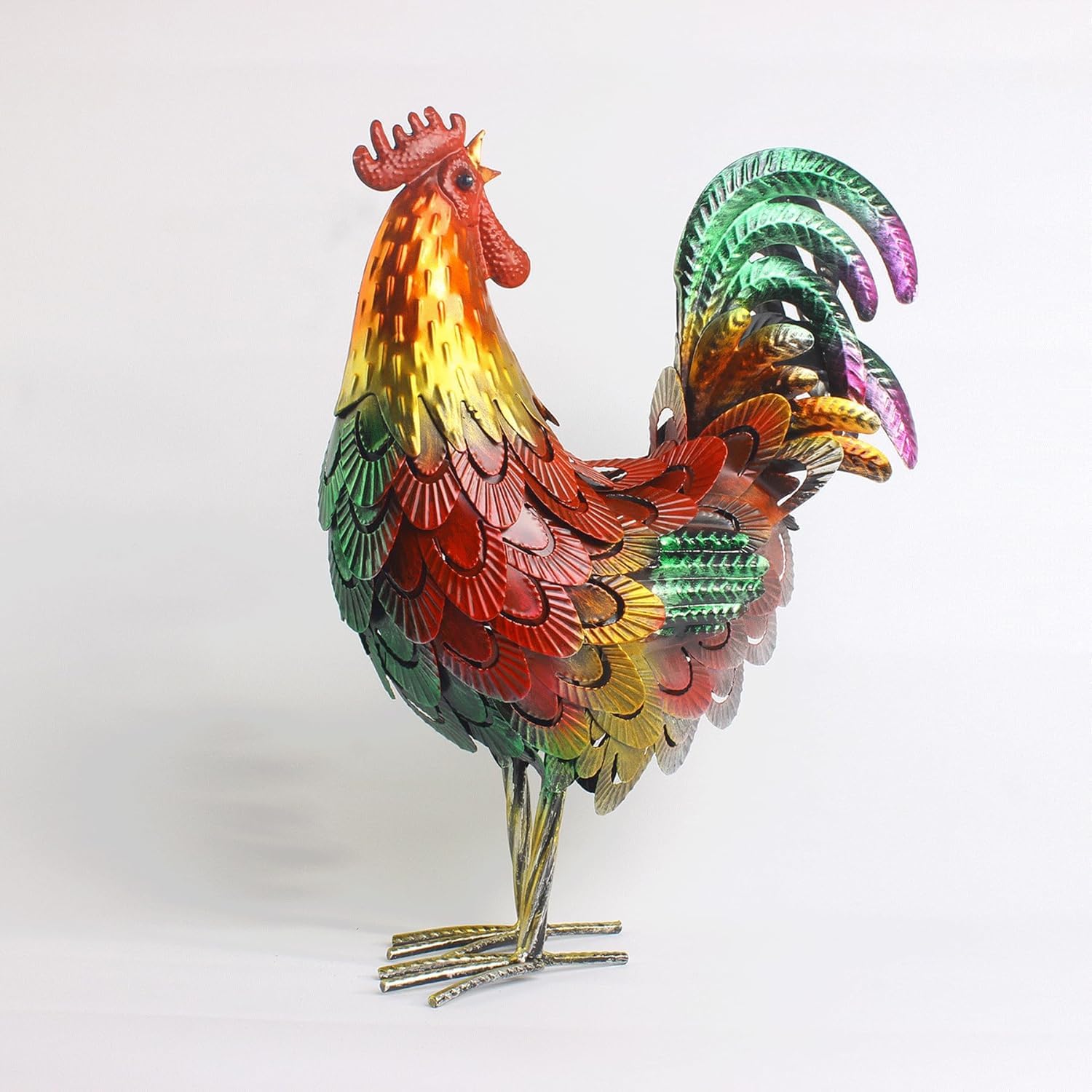 Décoration De Jardin : Coq En Métal Blanc Pour Extérieur - Résistant Aux Intempéries, Pour Terrasse, Cour, Pelouse