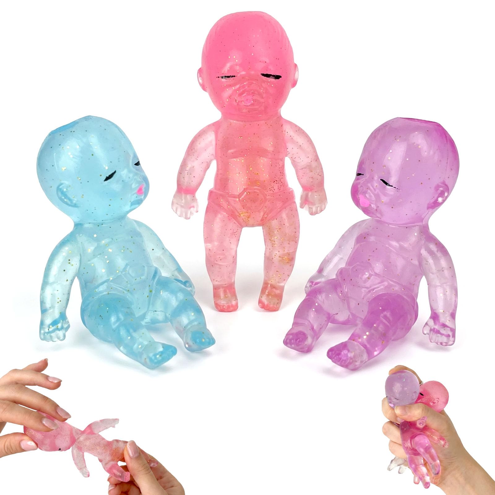 Doll Squishy Fidget Toys, 3PCS Squishy Toys for Adults, Anti Stress Toy Fufu Squishy Squeeze Toy for ADHD Adults Office Travel