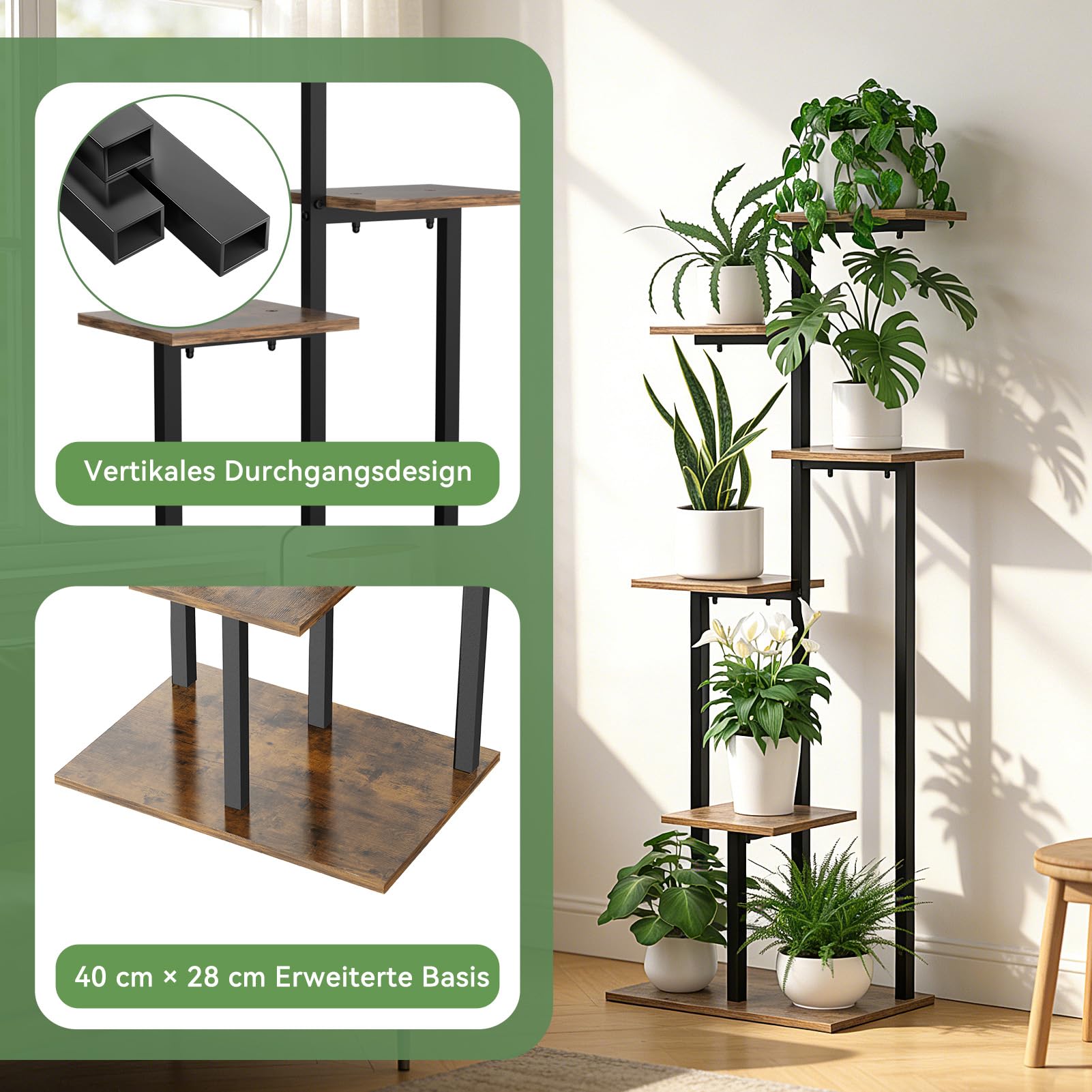 6 Etagen Blumenständer Blumenregal Pflanzenregal Für Balkon Deko & Büro | Pflanzenständer Innen, platzsparend, Pflanzenregal Für Mehrere Pflanzen, Vertikales, Zimmerpflanzen Für Wohnzimmer & Büro