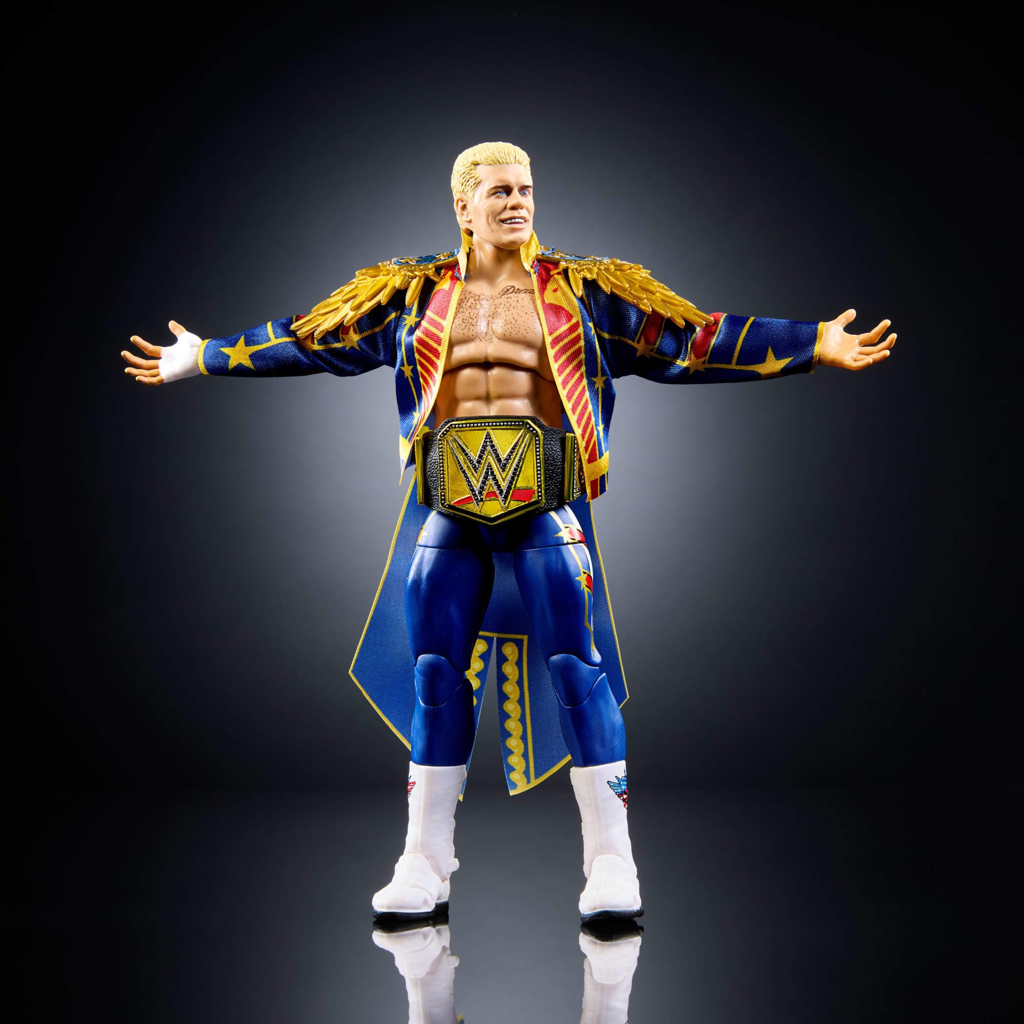 Mattel WWE Ultimate Edition SummerSlam „The American Nightmare” Cody Rhodes Zestaw, figurka i akcesoria, wymienne głowy i dłonie, zabawka dla dzieci 8+, fanów i kolekcjonerów, JKD33