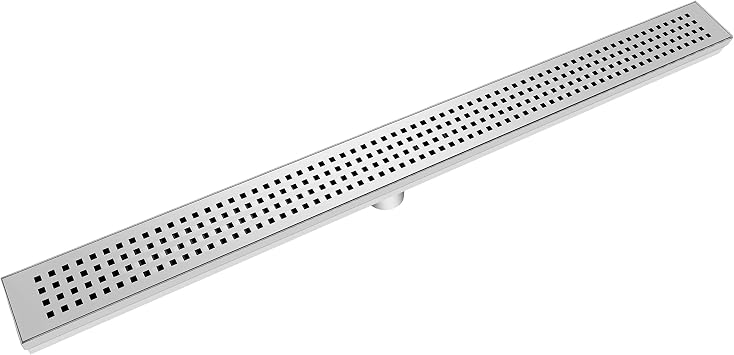 Linear Shower Drain 304 Stainless Steel, Rectangular Bathroom Floor Drain with Removable Grate & Hair Catcher - CUPC Certified, Waterproof Shower Drain for Tile/Concrete Floors 30 Inch