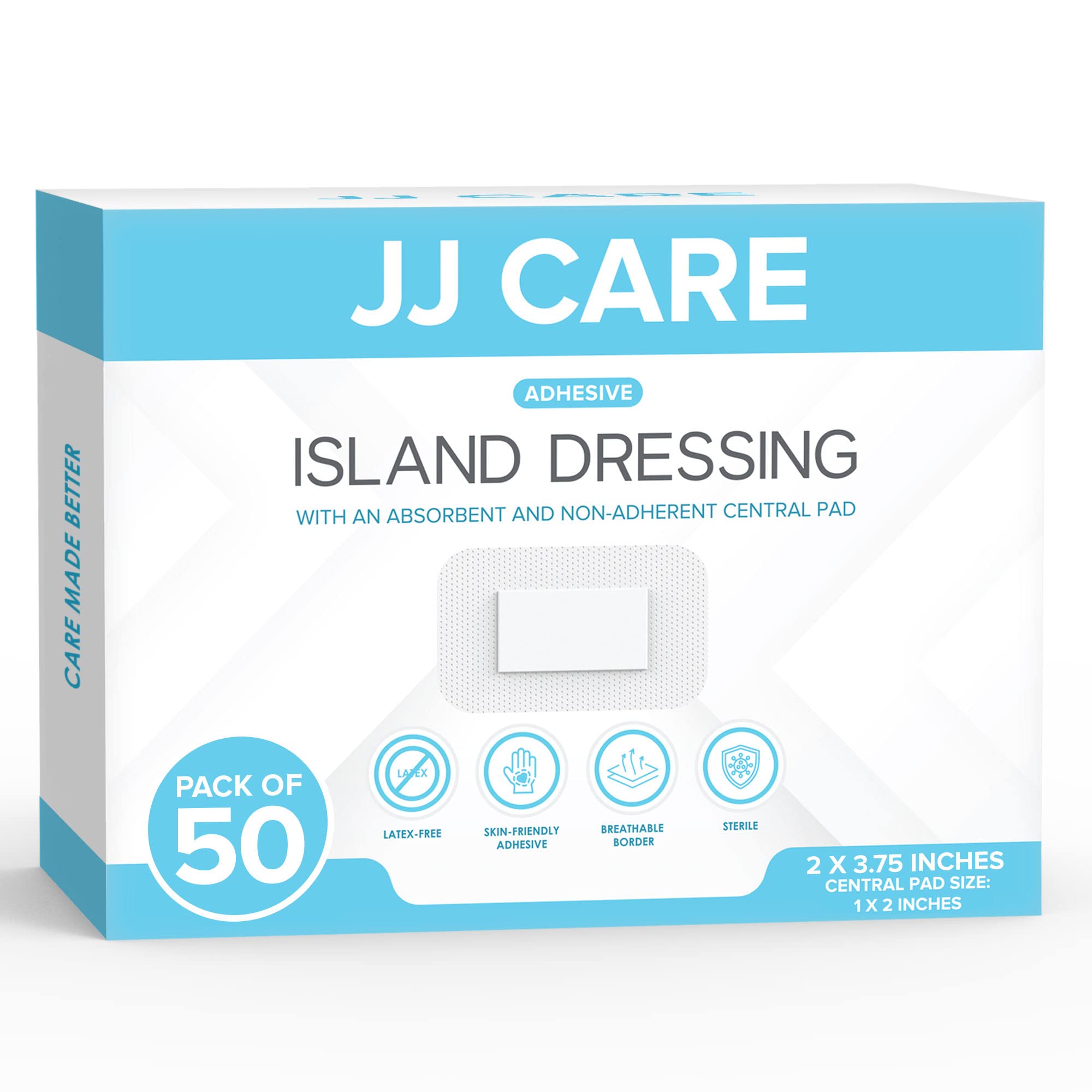 Buy JJ CARE Adhesive Island Dressing [Pack of 50], 2x3.75 Sterile