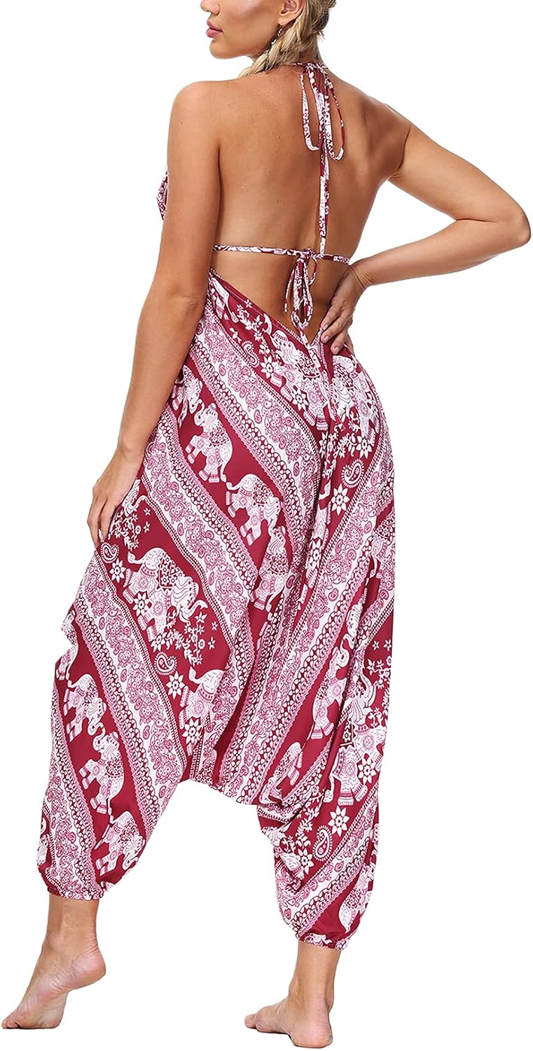 Lu's Chic Women's Jumpsuit Pants Backless Romper Baggy Casual Closed Bottom Comfy Cropped