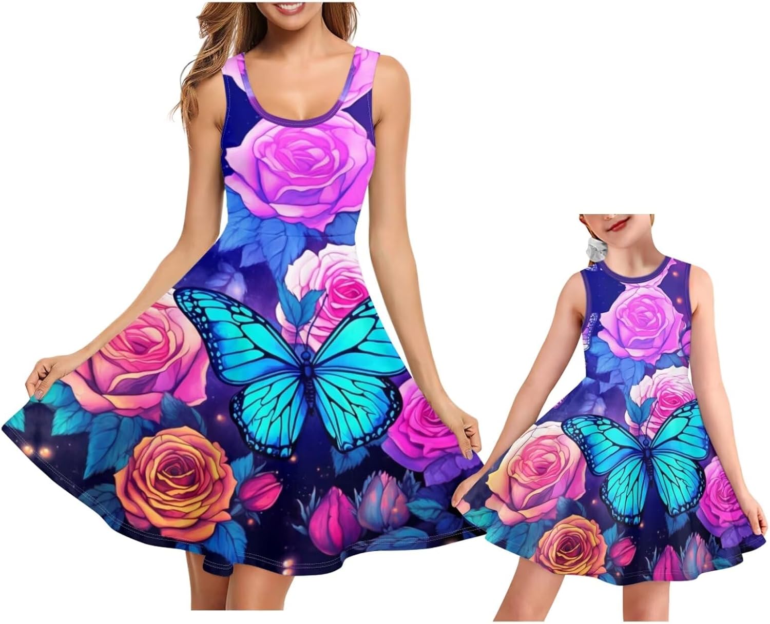 Upetstory Mommy and Me Dresses Casual Family Outfits Summer Matching Dress