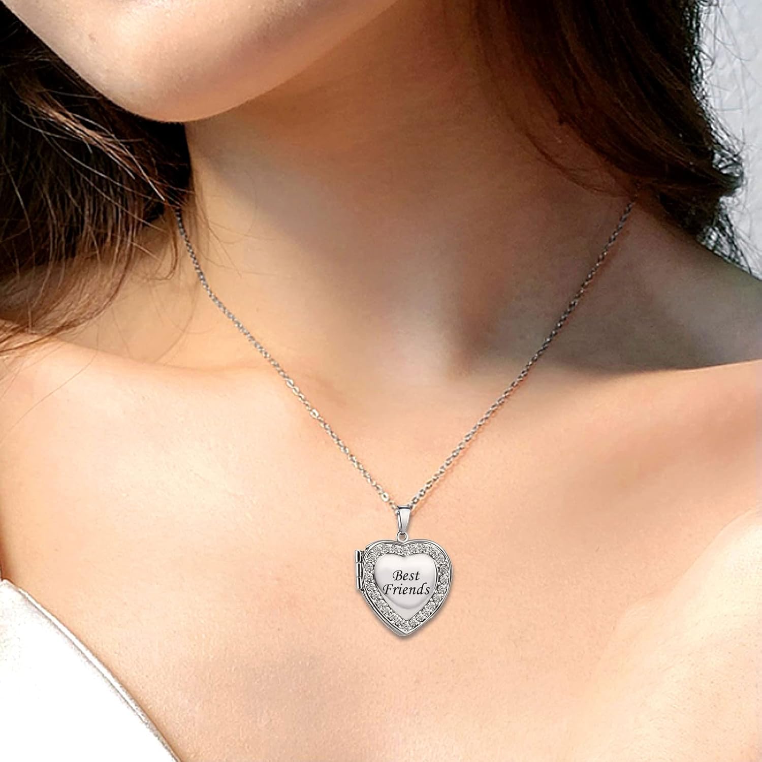 KunBead Women's Love Heart Photo Locket Necklace with Picture inside Jewelry Pendant Necklace for Auntie Friend Dad Daughter Granddaughter Nana Sister Wife Mom Grandma - Image 5