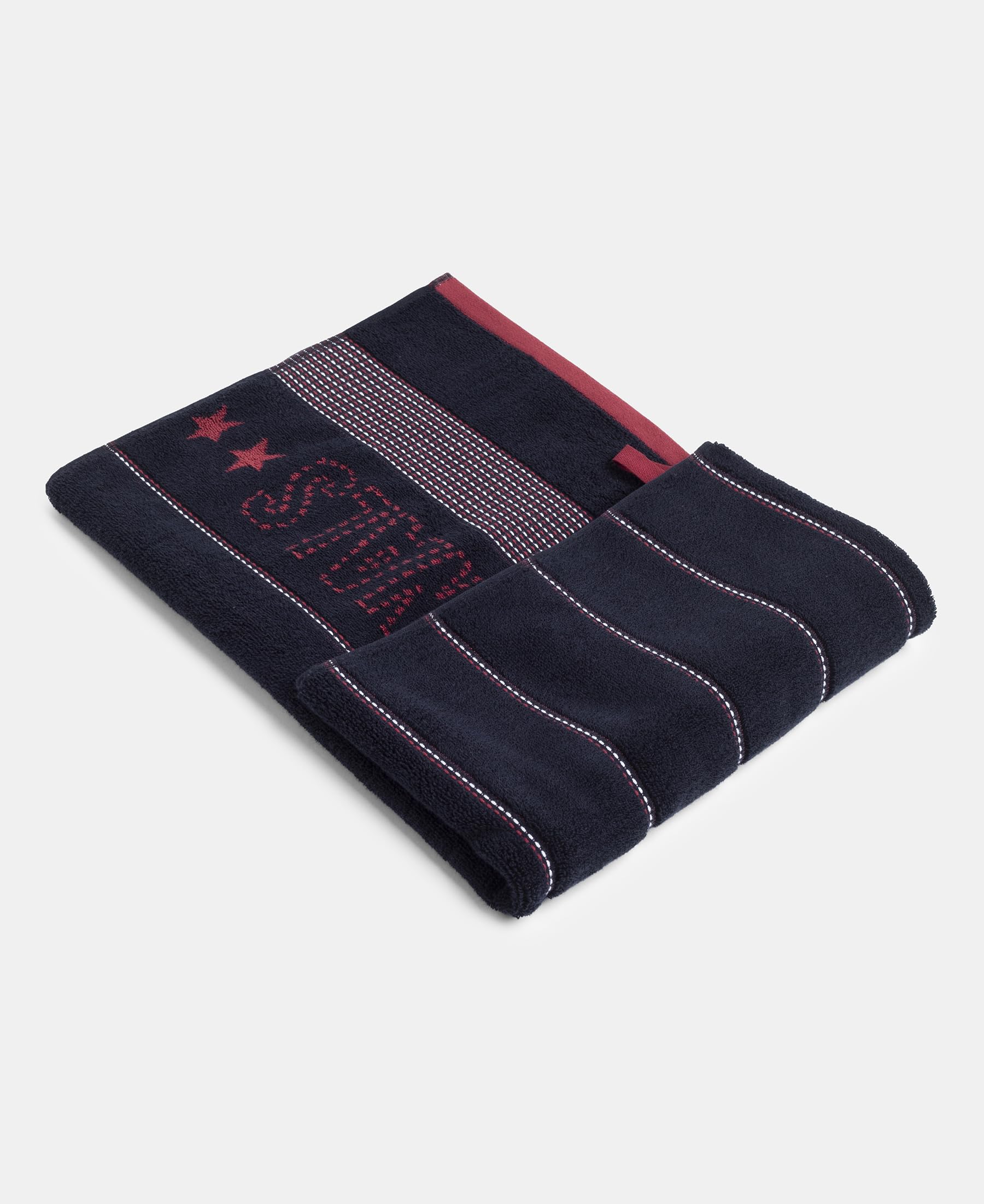 Jockey Terry Bath Towel - Deep Navy Striped -2