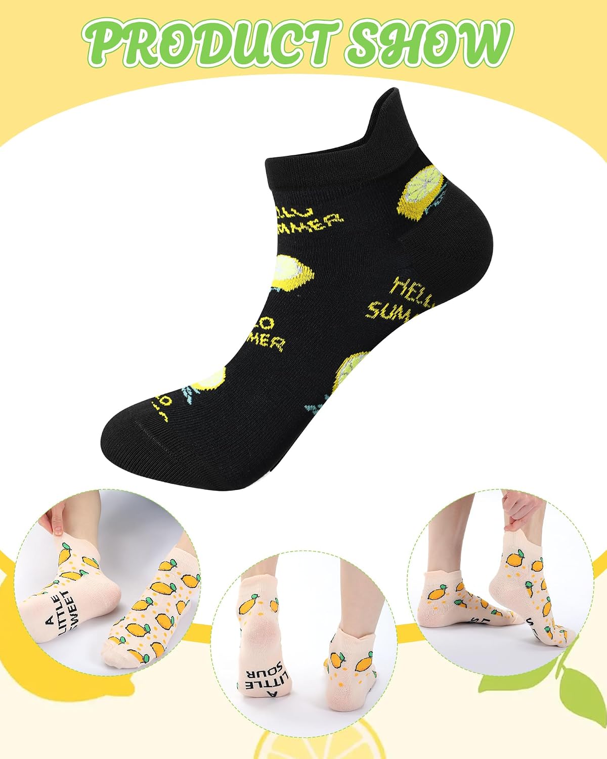 Skicuff 10 Pairs Funny Lemon Socks for Women Men Cute Lemon Themed Gifts image 5