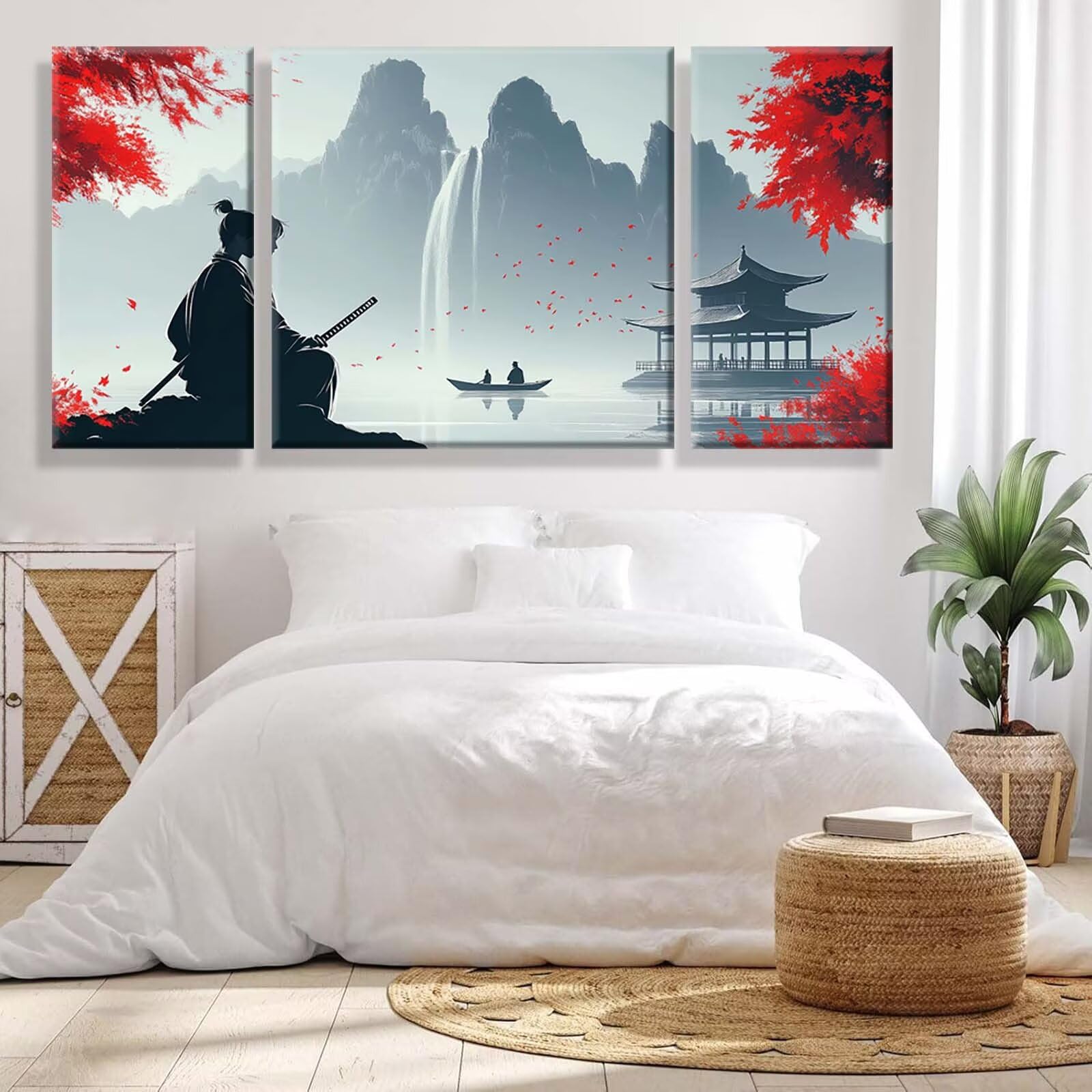3 Pezzi Dipingere con i Numeri adulti, Paint by Numbers Autunno Guerriero, Kit Lavoretti Creativi, Kit di Pittura Acrilica Fai-da-Te, con Pennello, Decorazioni Casa 70x140cm (Senza Cornice) y1s-689