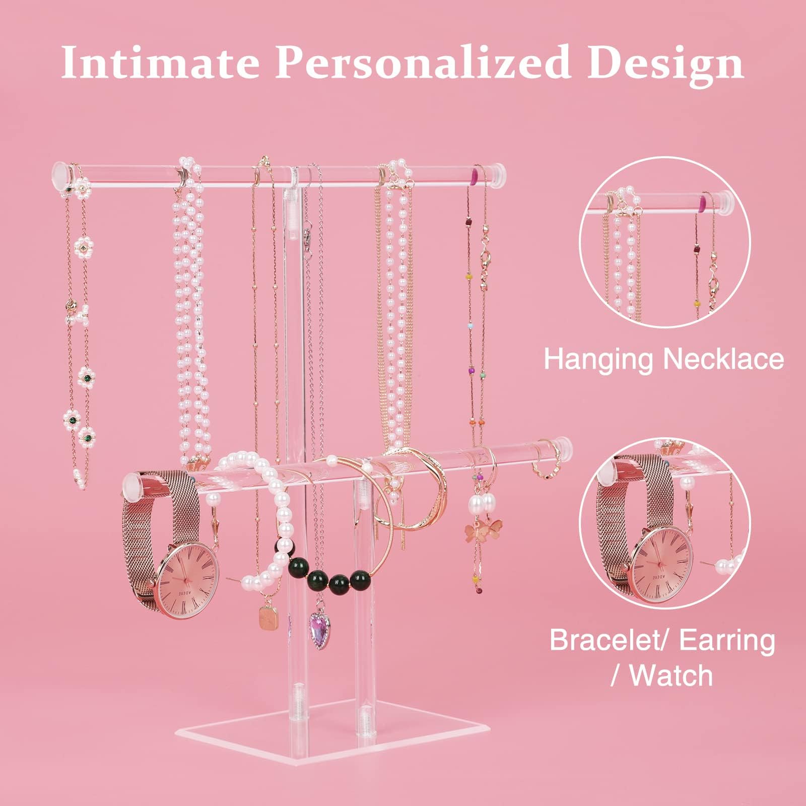 Aegistus Jewelry Stand Necklace Holder, Acrylic Jewelry Display Holder, Necklace and Bracelet Hanging Organizer - Image 3