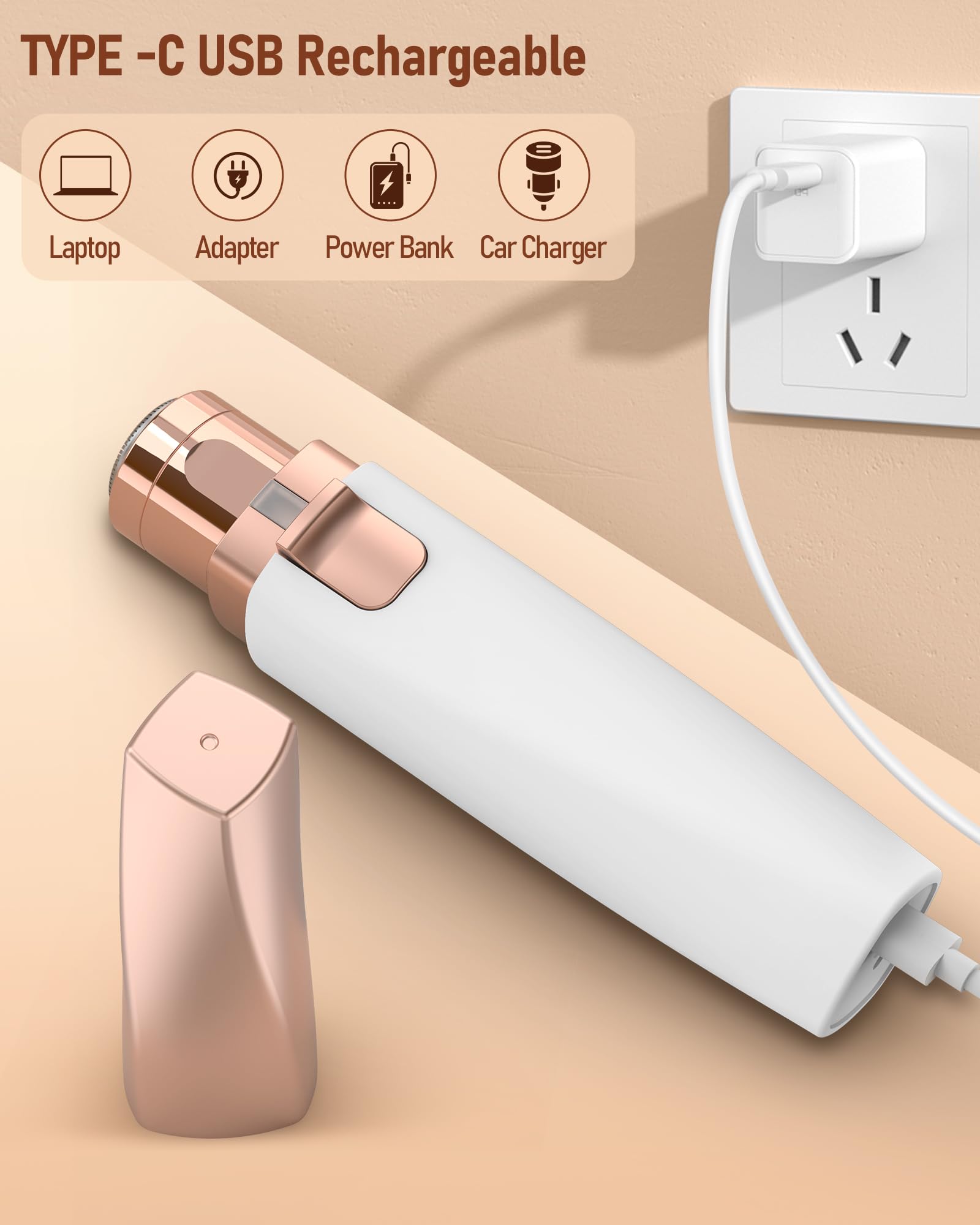 Rasuradora Facial Mujer recortadora de cejas electrica: iFANZETECH Rasuradora Facial Electrica Eliminar el Vello sin Dolor con Luz Smartlight Labio Superior, Barbilla, Mejillas y Cejas Regalo Mujer — view 9