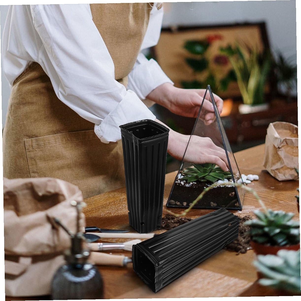 BESPORTBLE Macetas para Plantas 60piezas Copa de Cultivo de Plantas Negro 30X10X10Cm Protección de Permeabilidad al Agua Adecuado para Árboles y Hortalizas