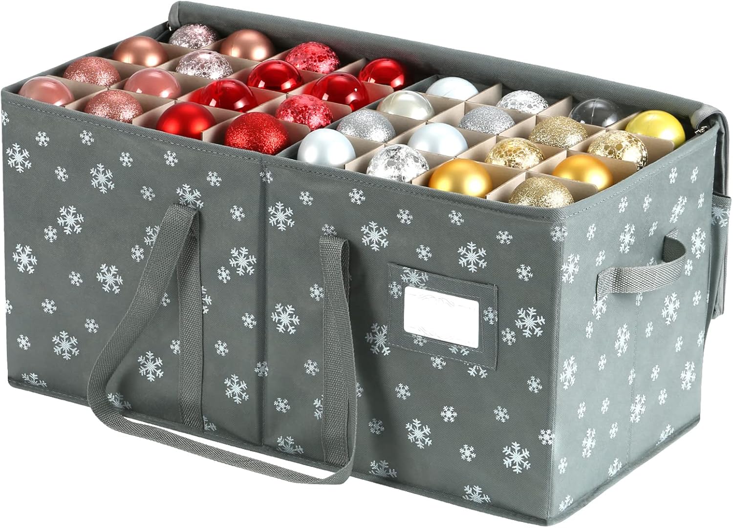 Christmas Ornament Storage Box with Zippered Closure [1Pack] Christmas
