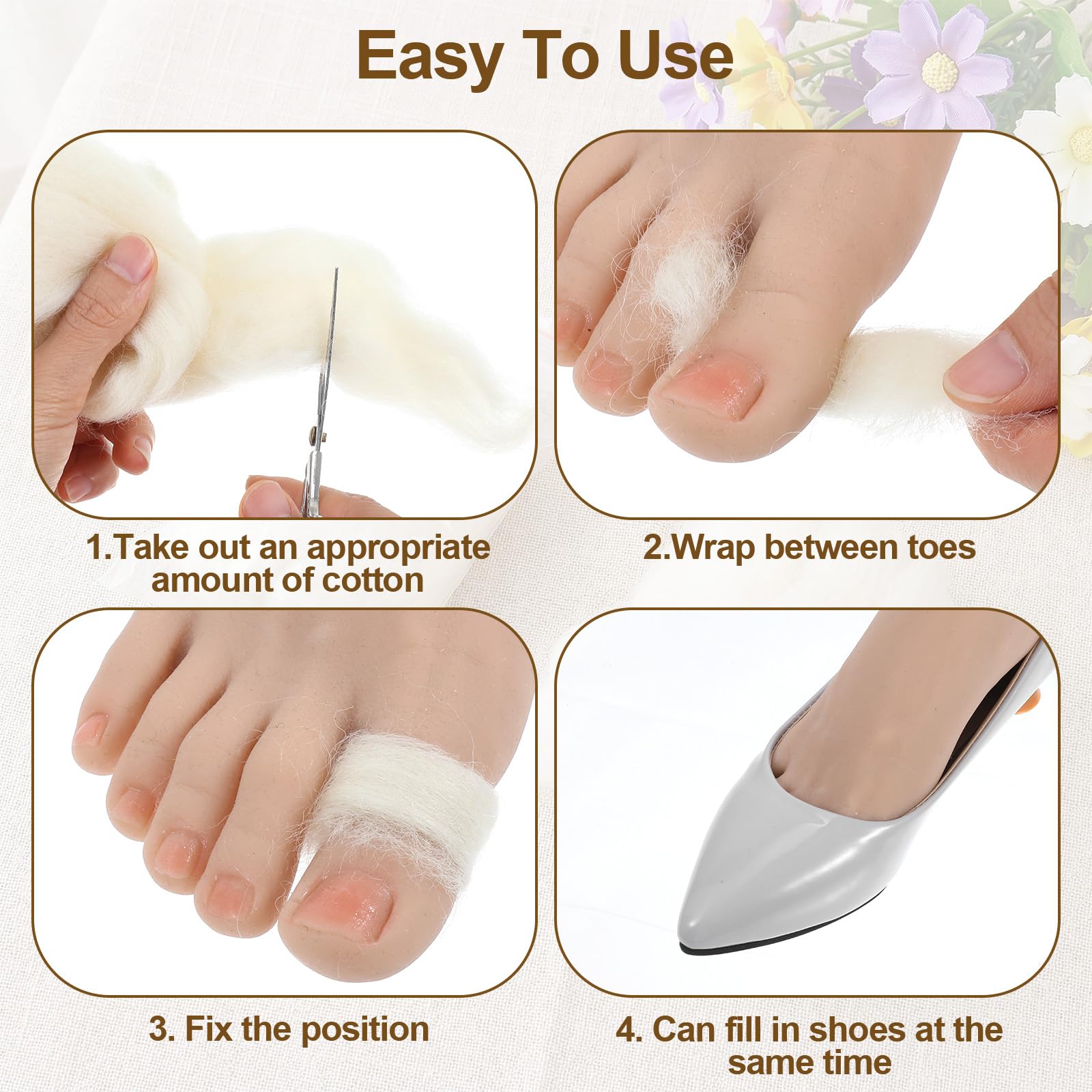 2 Stück Lammwolle für Zehen Schafwolle Lambs Wool Padding for Toe Lammwolle Kissen für Ballenzehen Sanft Atmungsaktiv Weiche Zehentrenner Wollpads Reduzierung von Reibung