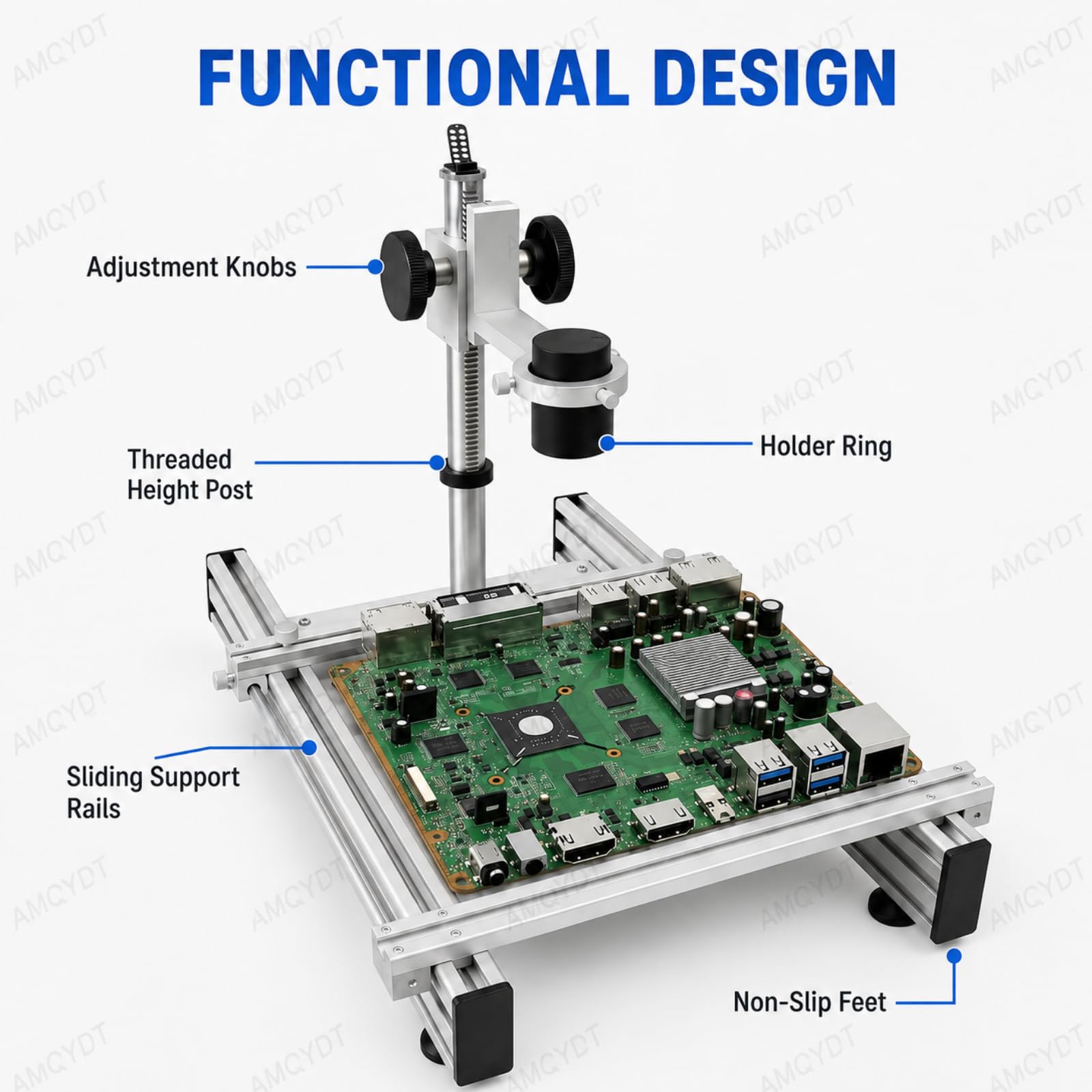 Soporte de estación de retrabajo de aire caliente, soporte de estación de retrabajo Bga con soporte ajustable para pistola de aire caliente, capacidad de placa de 350 x 280 mm, ajuste de altura
