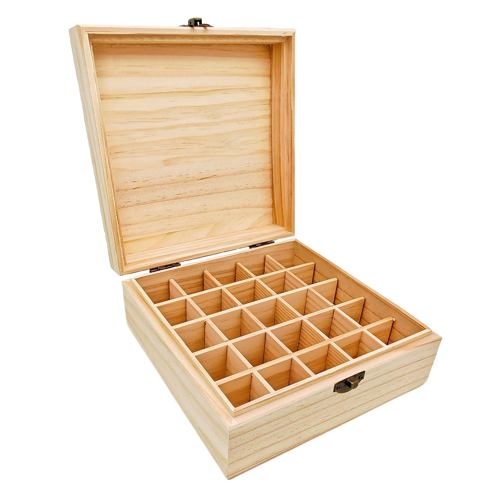 Anktily Unfinished Wooden Storage Organizer Box with 25 Compartments