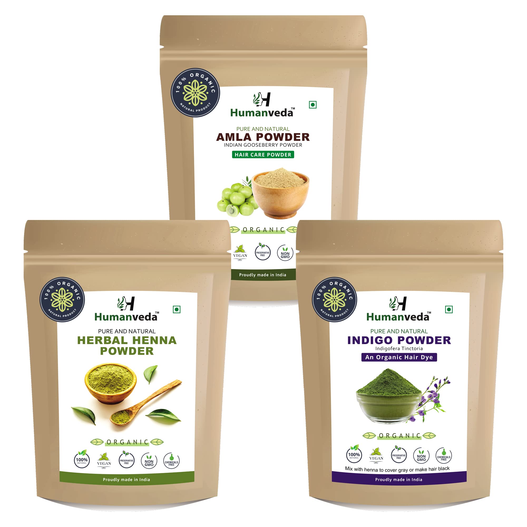 Herbal Henna, Indigo & Amla Powder | 100gm Each (Pack of 3) | for Natural Hair Colour & Growth, Combo-picture-16